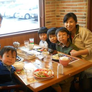 The Watanabe Family enjoying a chance to eat 